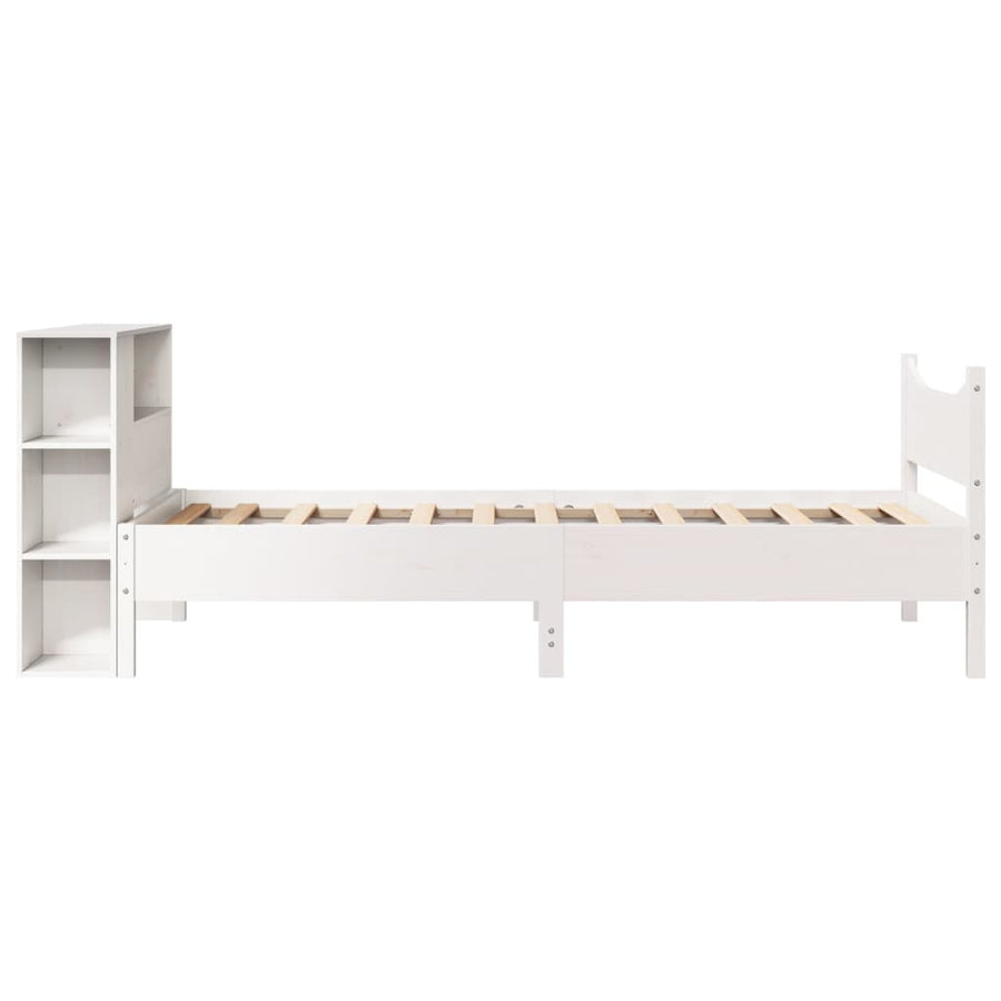 Bedframe zonder matras massief grenenhout wit 75x190 cm