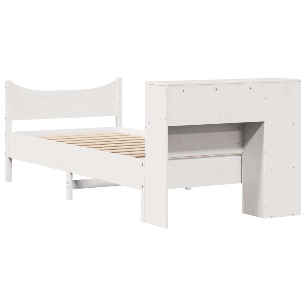Bedframe zonder matras massief grenenhout wit 75x190 cm