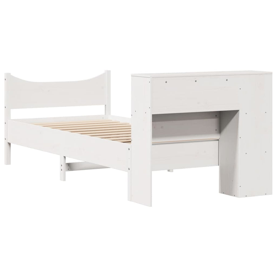 Bedframe zonder matras massief grenenhout wit 75x190 cm