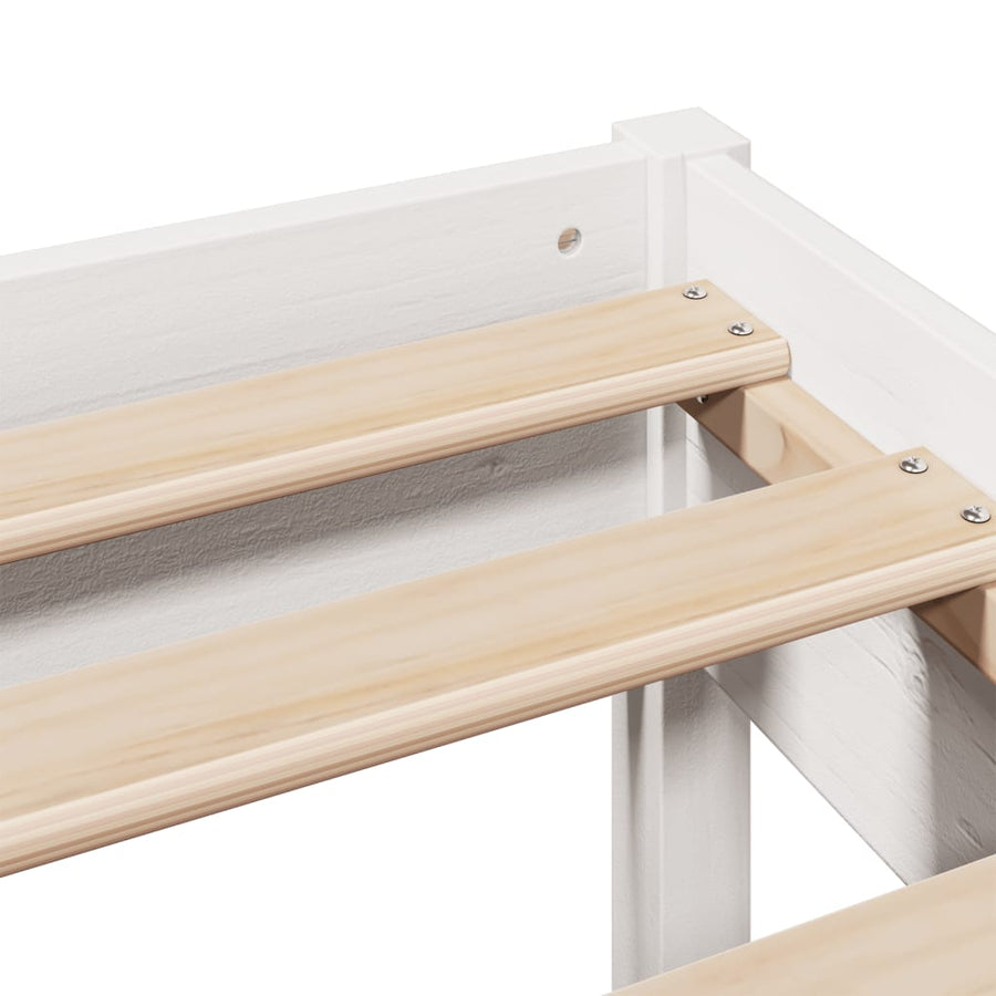 Bedframe zonder matras massief grenenhout wit 75x190 cm