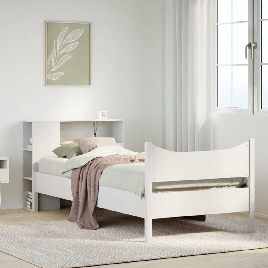 Bedframe zonder matras massief grenenhout wit 75x190 cm