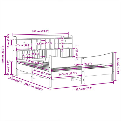 Bedframe zonder matras massief grenenhout 180x200 cm