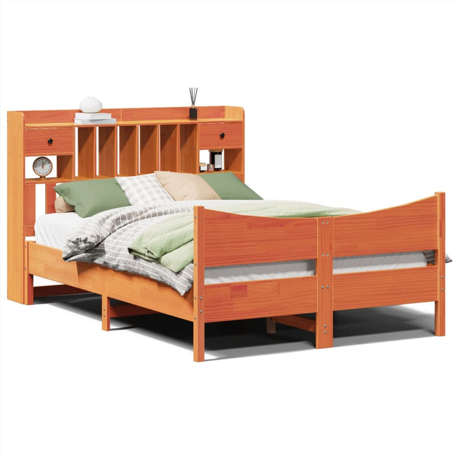 Bedframe zonder matras massief grenenhout wasbruin 160x200 cm