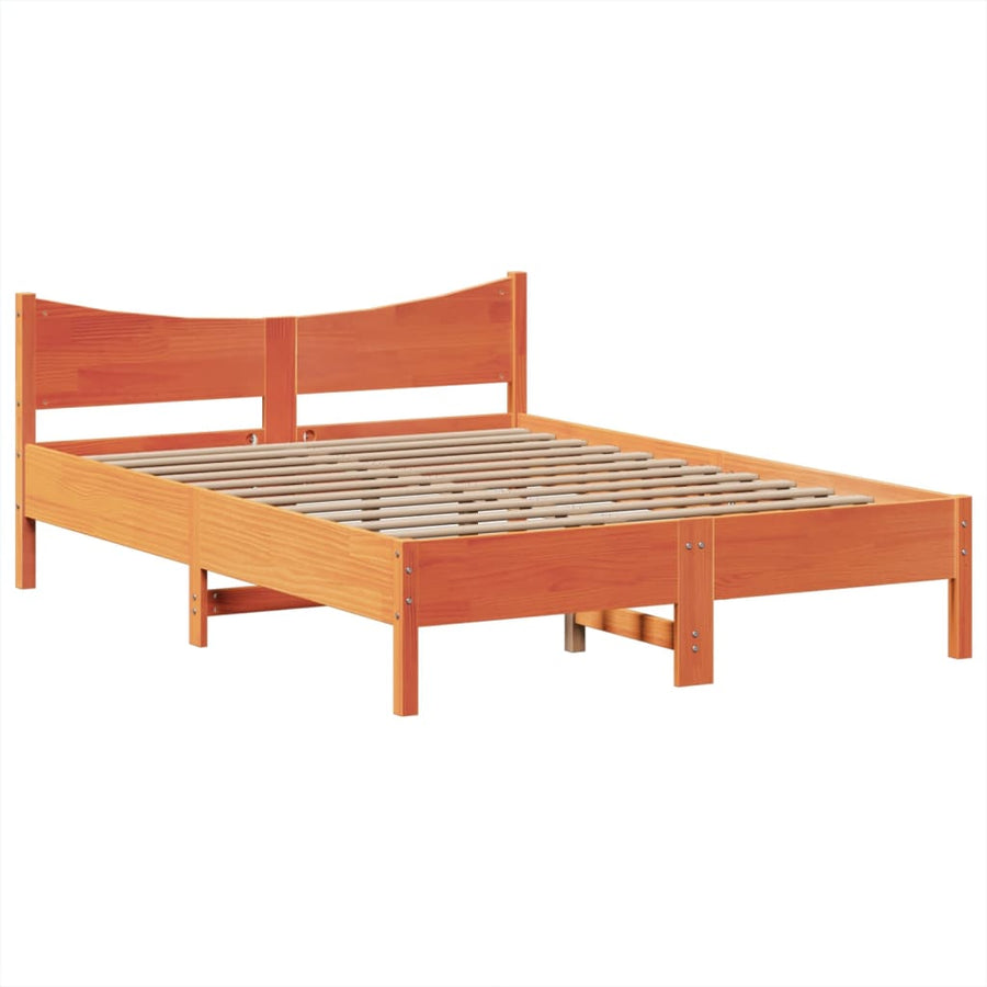 Bedframe zonder matras massief grenenhout wasbruin 160x200 cm