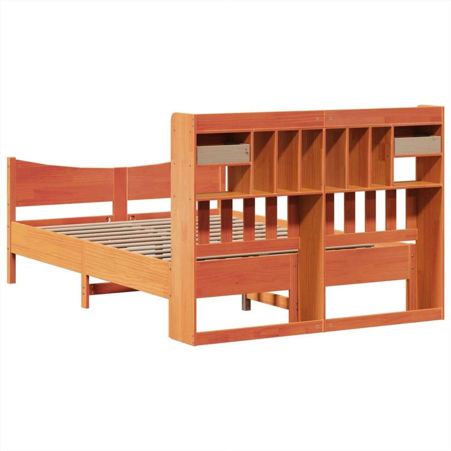 Bedframe zonder matras massief grenenhout wasbruin 160x200 cm
