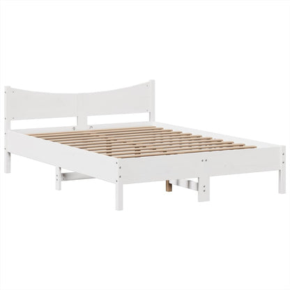 Bedframe zonder matras massief grenenhout wit 150x200 cm