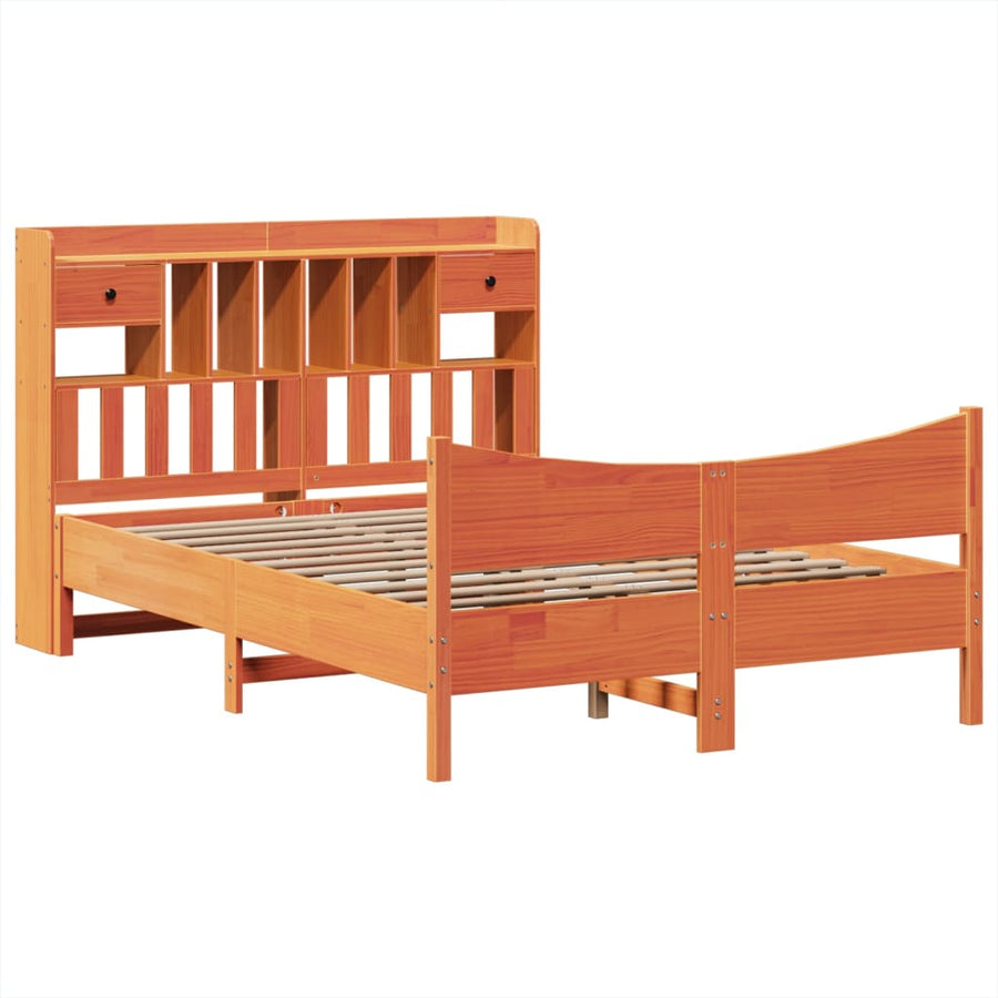 Bedframe zonder matras massief grenenhout wasbruin 150x200 cm