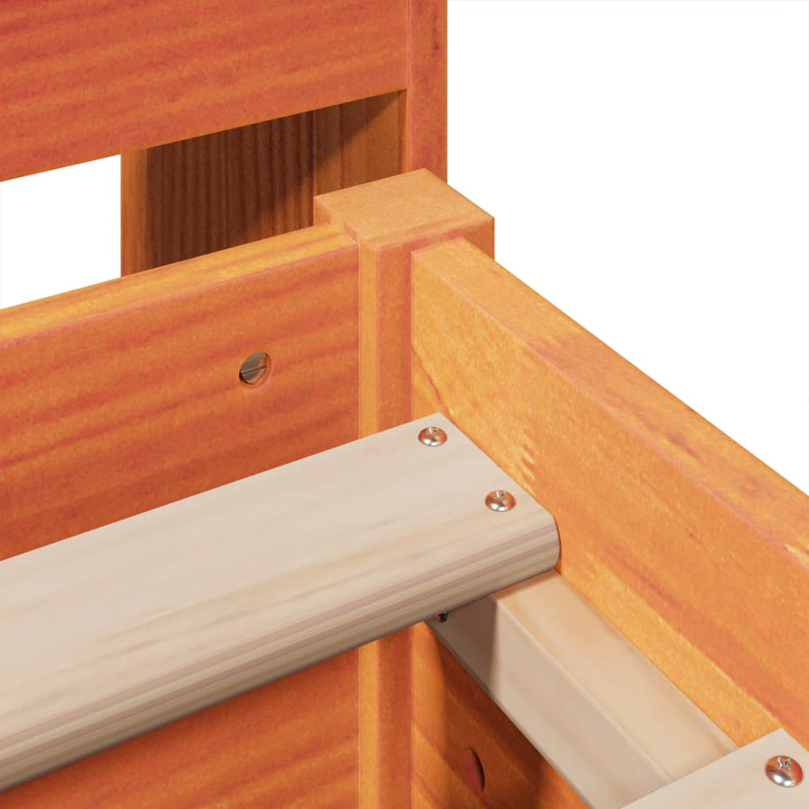 Bedframe zonder matras massief grenenhout wasbruin 150x200 cm