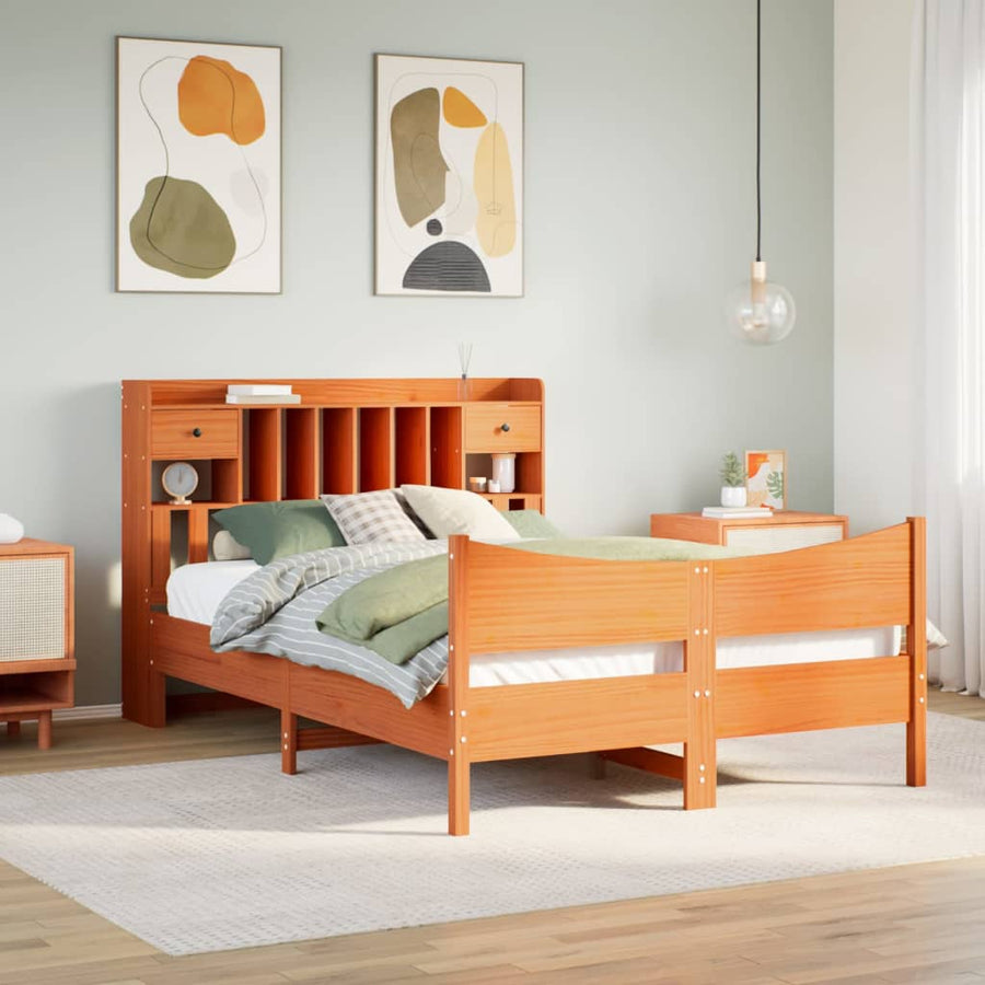 Bedframe zonder matras massief grenenhout wasbruin 150x200 cm