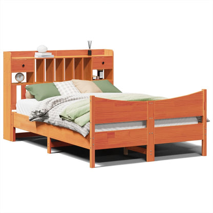 Bedframe zonder matras massief grenenhout wasbruin 140x200 cm