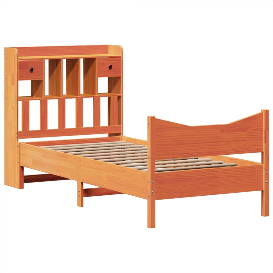 Bedframe zonder matras massief grenenhout wasbruin 100x200 cm