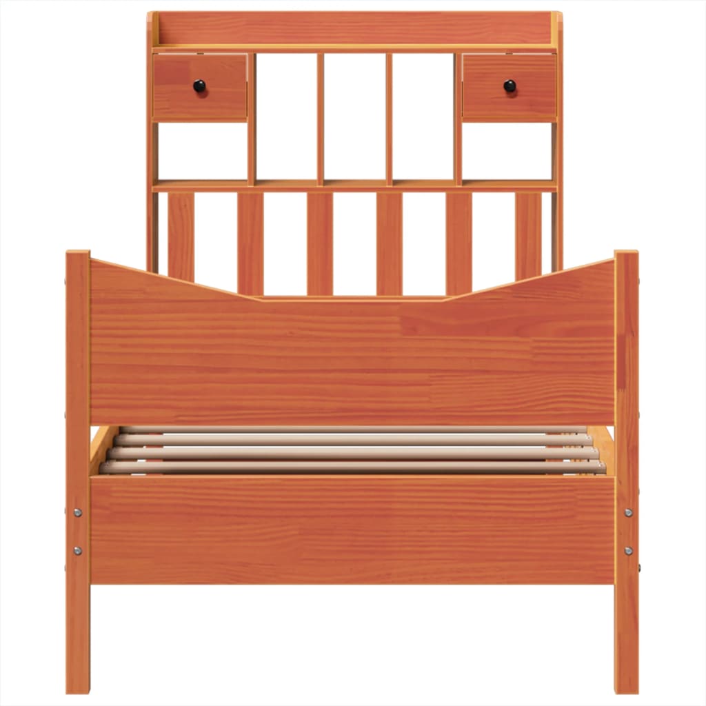 Bedframe zonder matras massief grenenhout wasbruin 100x200 cm