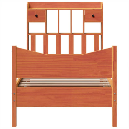 Bedframe zonder matras massief grenenhout wasbruin 100x200 cm