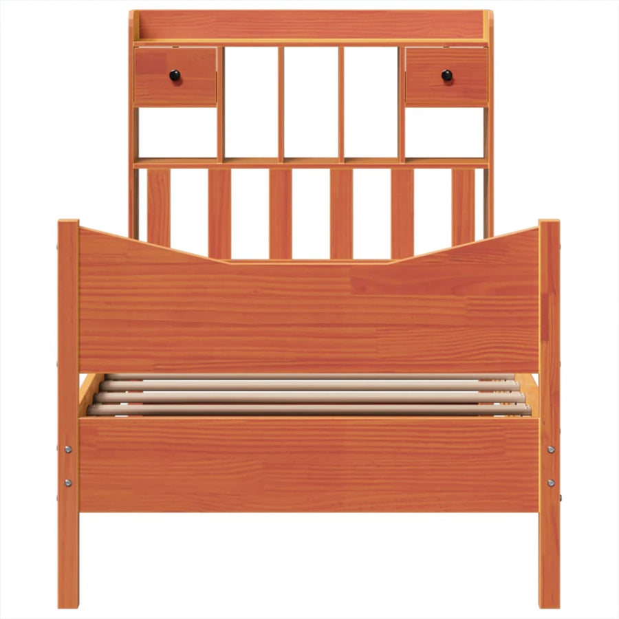 Bedframe zonder matras massief grenenhout wasbruin 100x200 cm