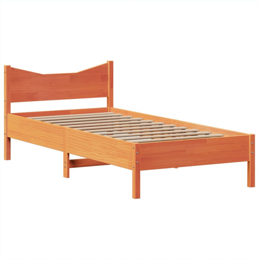 Bedframe zonder matras massief grenenhout wasbruin 100x200 cm