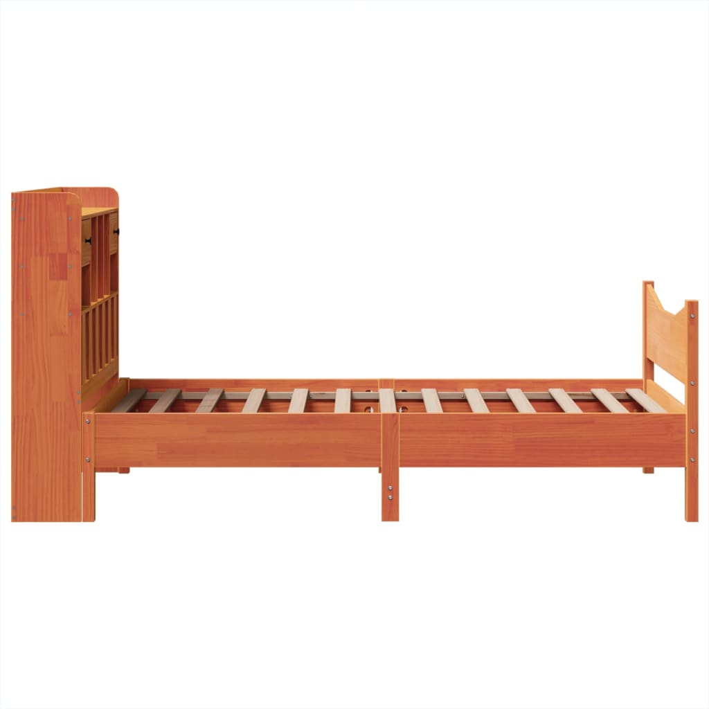 Bedframe zonder matras massief grenenhout wasbruin 100x200 cm