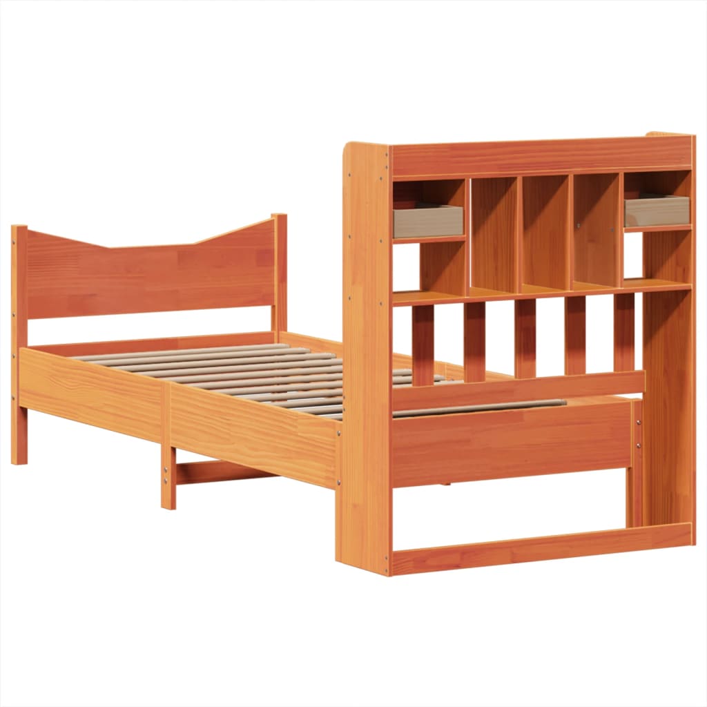 Bedframe zonder matras massief grenenhout wasbruin 100x200 cm