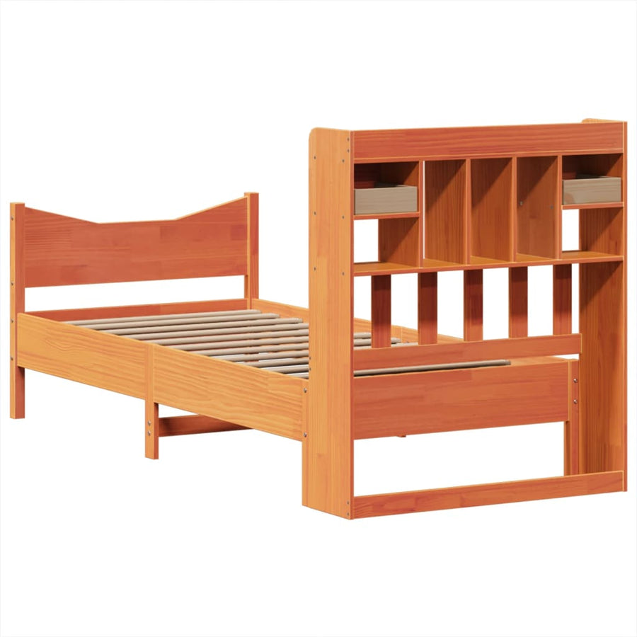 Bedframe zonder matras massief grenenhout wasbruin 100x200 cm