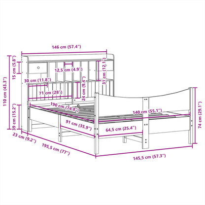 Bedframe zonder matras massief grenenhout 140x190 cm