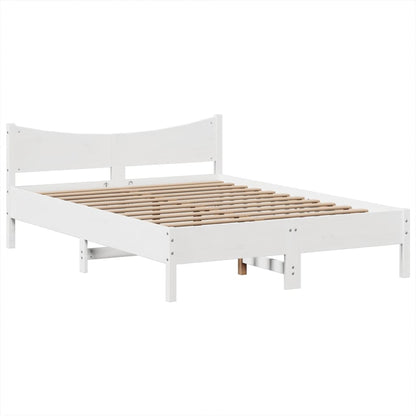 Bedframe zonder matras massief grenenhout wit 140x190 cm
