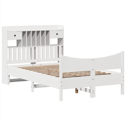 Bedframe zonder matras massief grenenhout wit 135x190 cm