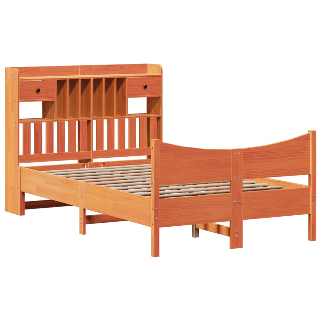 Bedframe zonder matras massief grenenhout wasbruin 135x190 cm