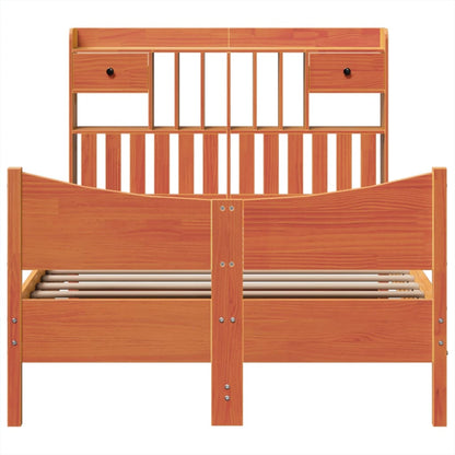 Bedframe zonder matras massief grenenhout wasbruin 135x190 cm