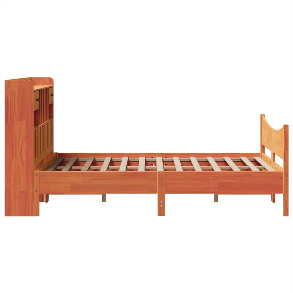 Bedframe zonder matras massief grenenhout wasbruin 135x190 cm