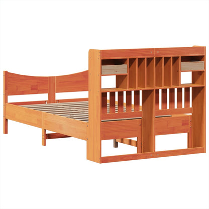 Bedframe zonder matras massief grenenhout wasbruin 135x190 cm