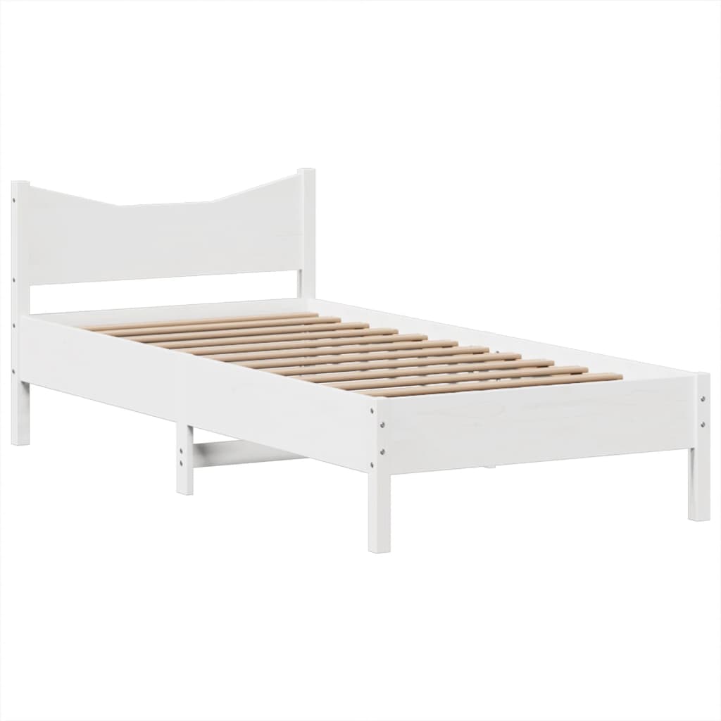 Bedframe zonder matras massief grenenhout wit 75x190 cm