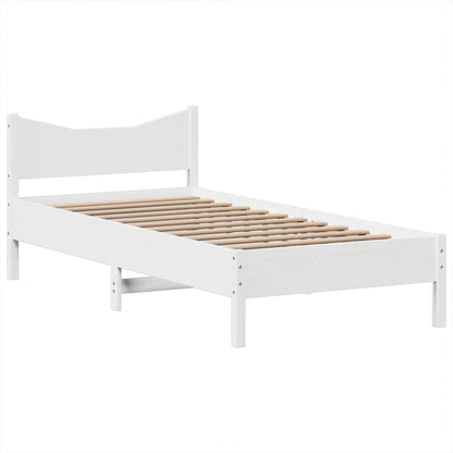 Bedframe zonder matras massief grenenhout wit 75x190 cm