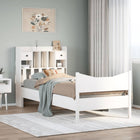 Bedframe massief grenenhout wit 75x190 cm met opbergvak en lades
