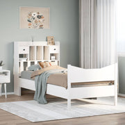 Bedframe massief grenenhout wit 75x190 cm met opbergvak en lades