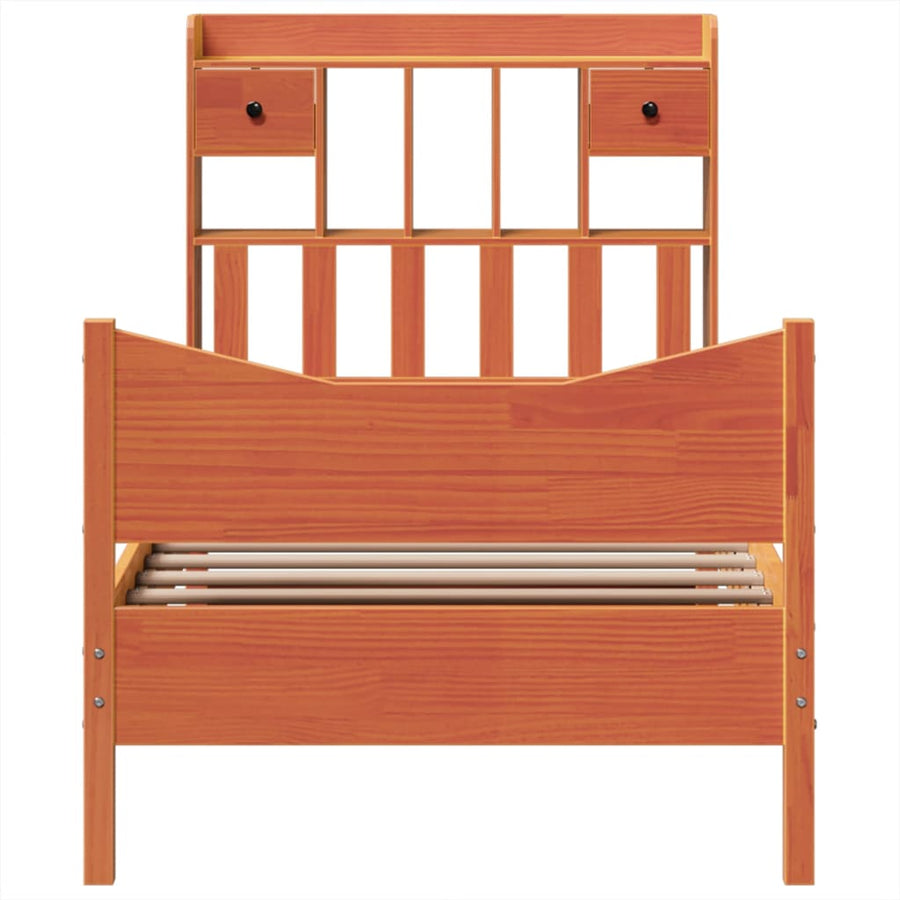 Bedframe zonder matras massief grenenhout wasbruin 75x190 cm
