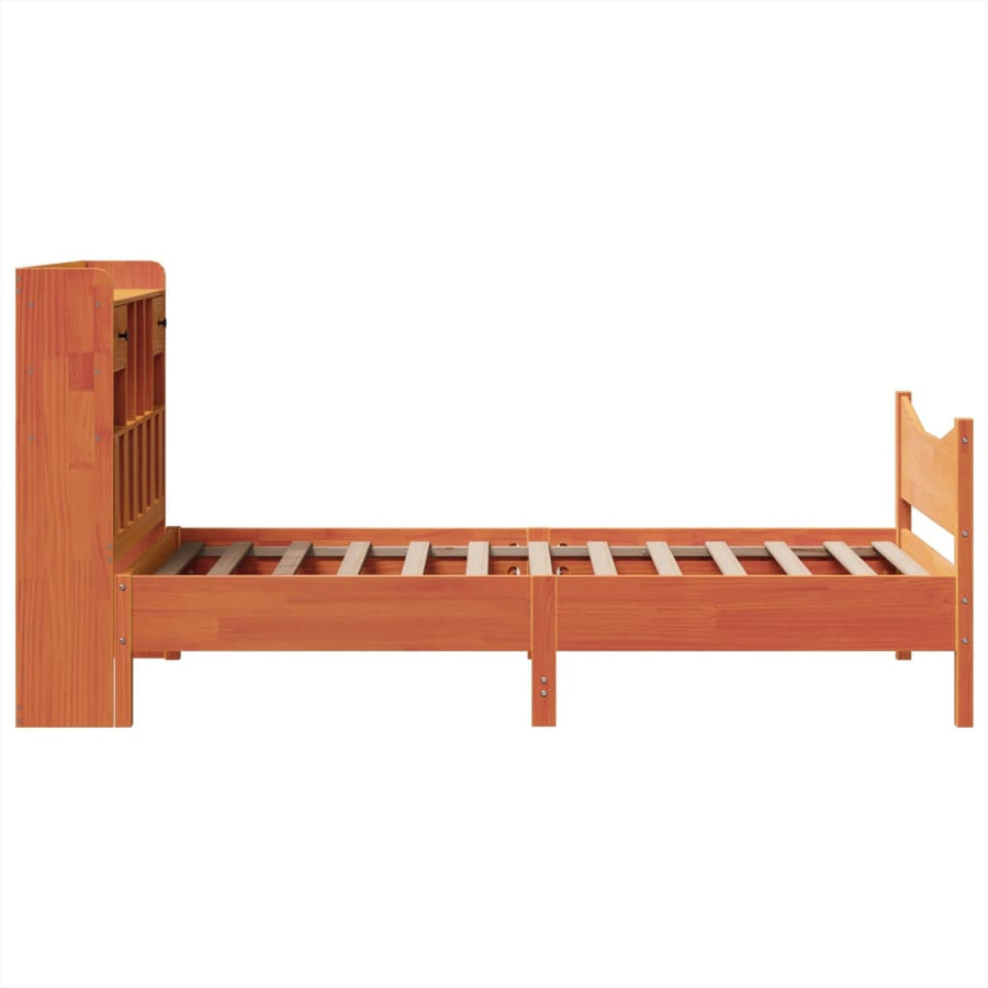 Bedframe zonder matras massief grenenhout wasbruin 75x190 cm