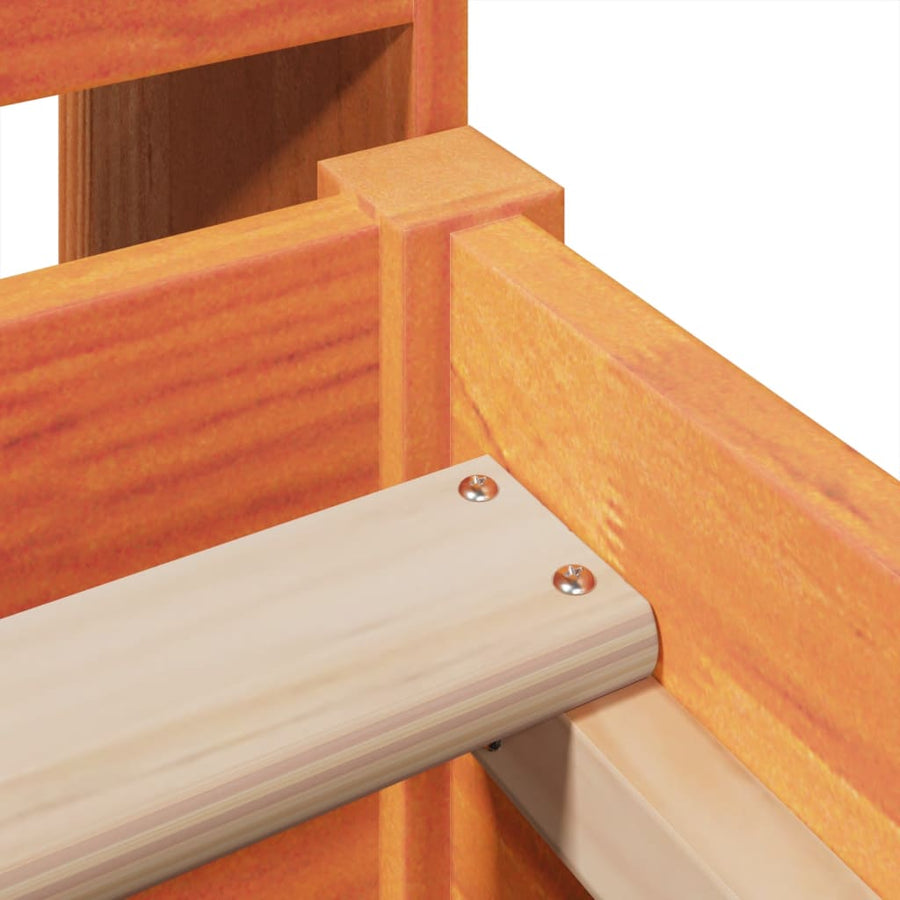 Bedframe zonder matras massief grenenhout wasbruin 75x190 cm