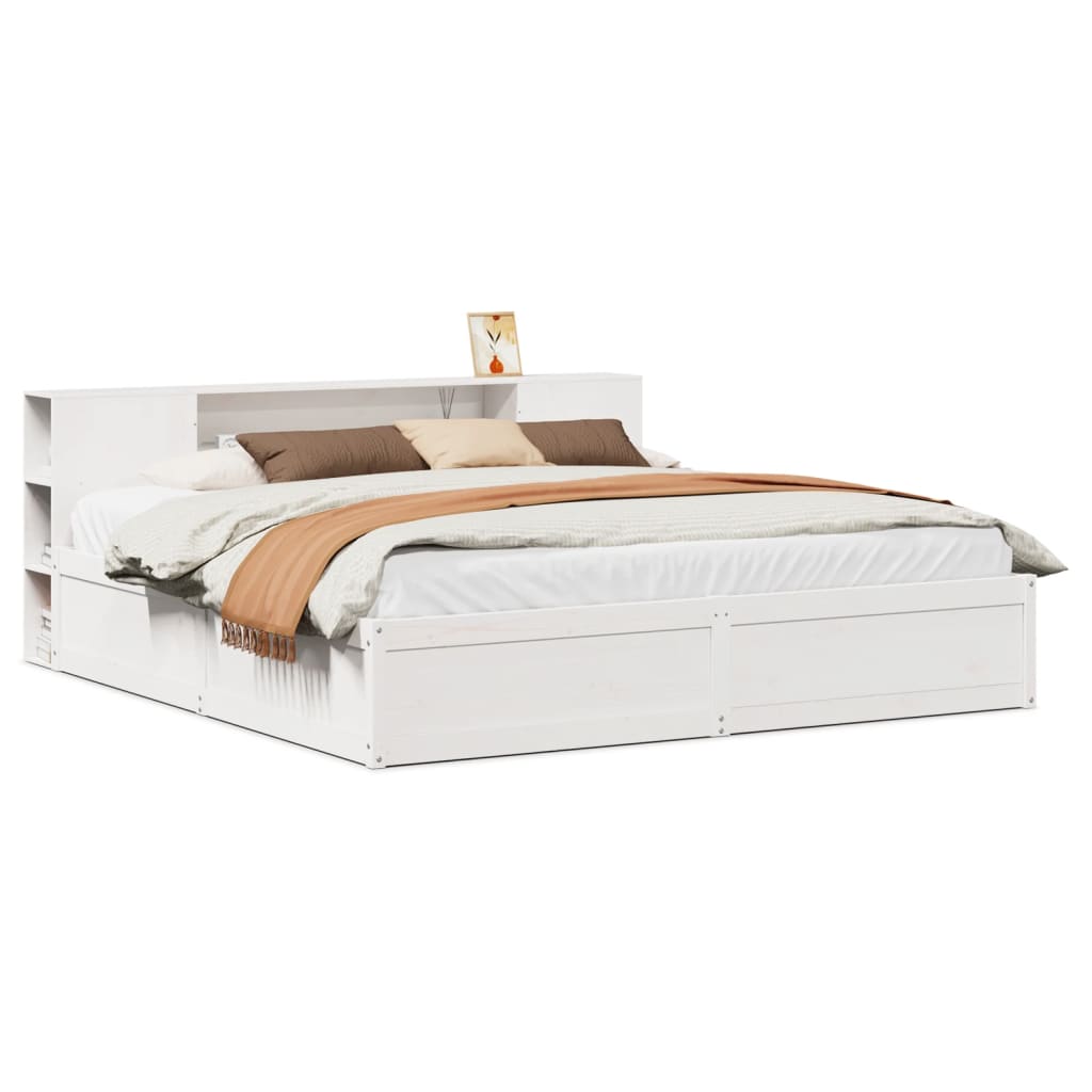 Bedframe Zonder Matras Massief Grenenhout 200 x 200 cm Wit