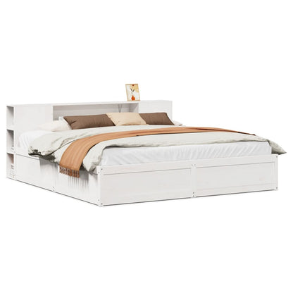 Bedframe Zonder Matras Massief Grenenhout 200 x 200 cm Wit