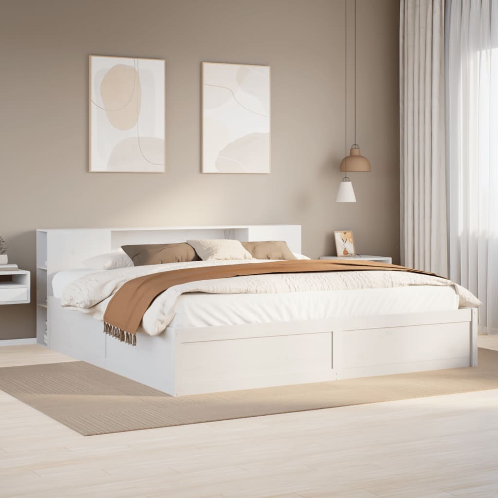 Bedframe Zonder Matras Massief Grenenhout 200 x 200 cm Wit