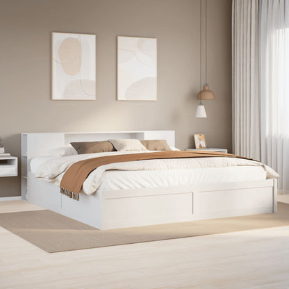Bedframe Zonder Matras Massief Grenenhout 200 x 200 cm Wit