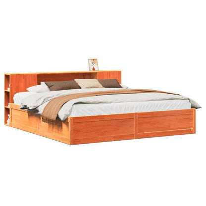 Bedframe zonder matras massief grenenhout wasbruin 200x200 cm