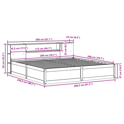 Bedframe zonder matras massief grenenhout wasbruin 200x200 cm