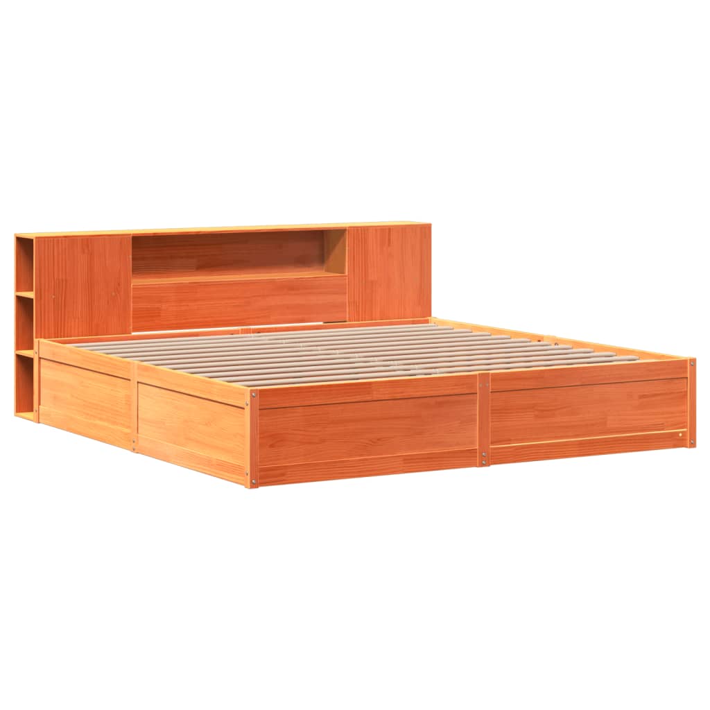 Bedframe zonder matras massief grenenhout wasbruin 180x200 cm