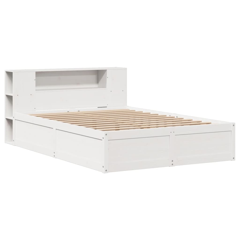 Bedframe zonder matras massief grenenhout wit 150x200 cm