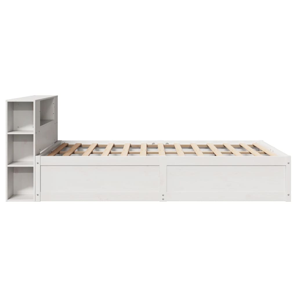 Bedframe zonder matras massief grenenhout wit 150x200 cm