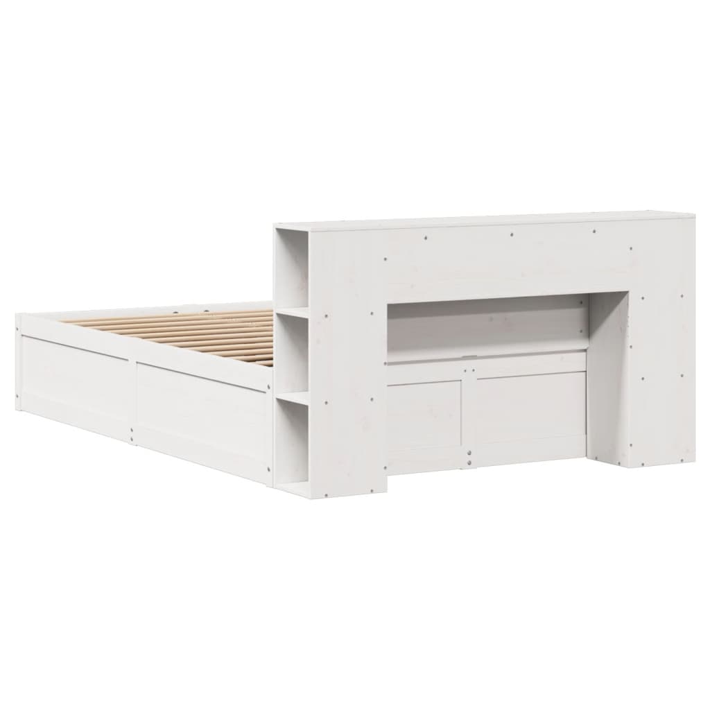 Bedframe zonder matras massief grenenhout wit 150x200 cm