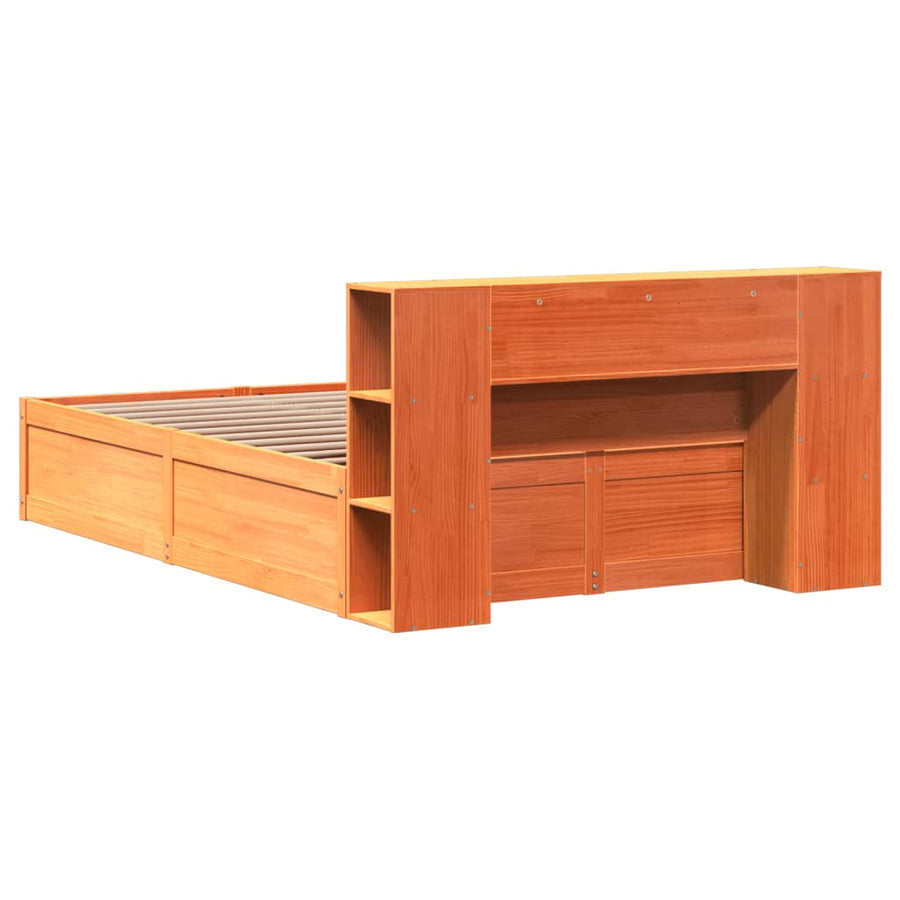Bedframe zonder matras massief grenenhout wasbruin 150x200 cm