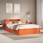 Pine Wood Bed Frame without Mattress Washed Brown 150x200 cm