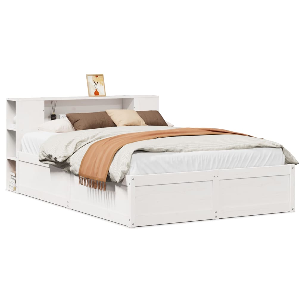 Bedframe zonder matras massief grenenhout wit 140x200 cm