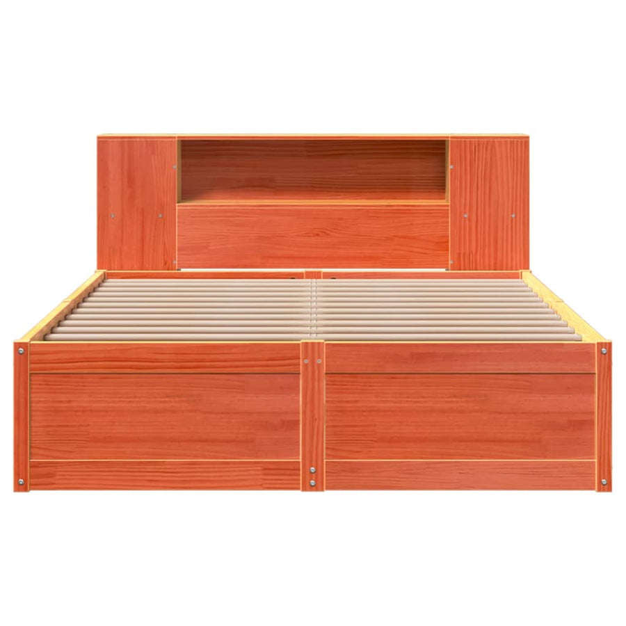 Bedframe zonder matras massief grenenhout wasbruin 140x200 cm